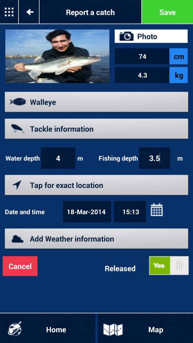 Vangsten opslaan is een fluitje van een cent en veel informatie wordt automatisch toegevoegd