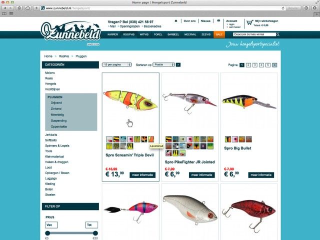 Een overzichtelijke product weergave met verschillende filter en preview mogelijkheden